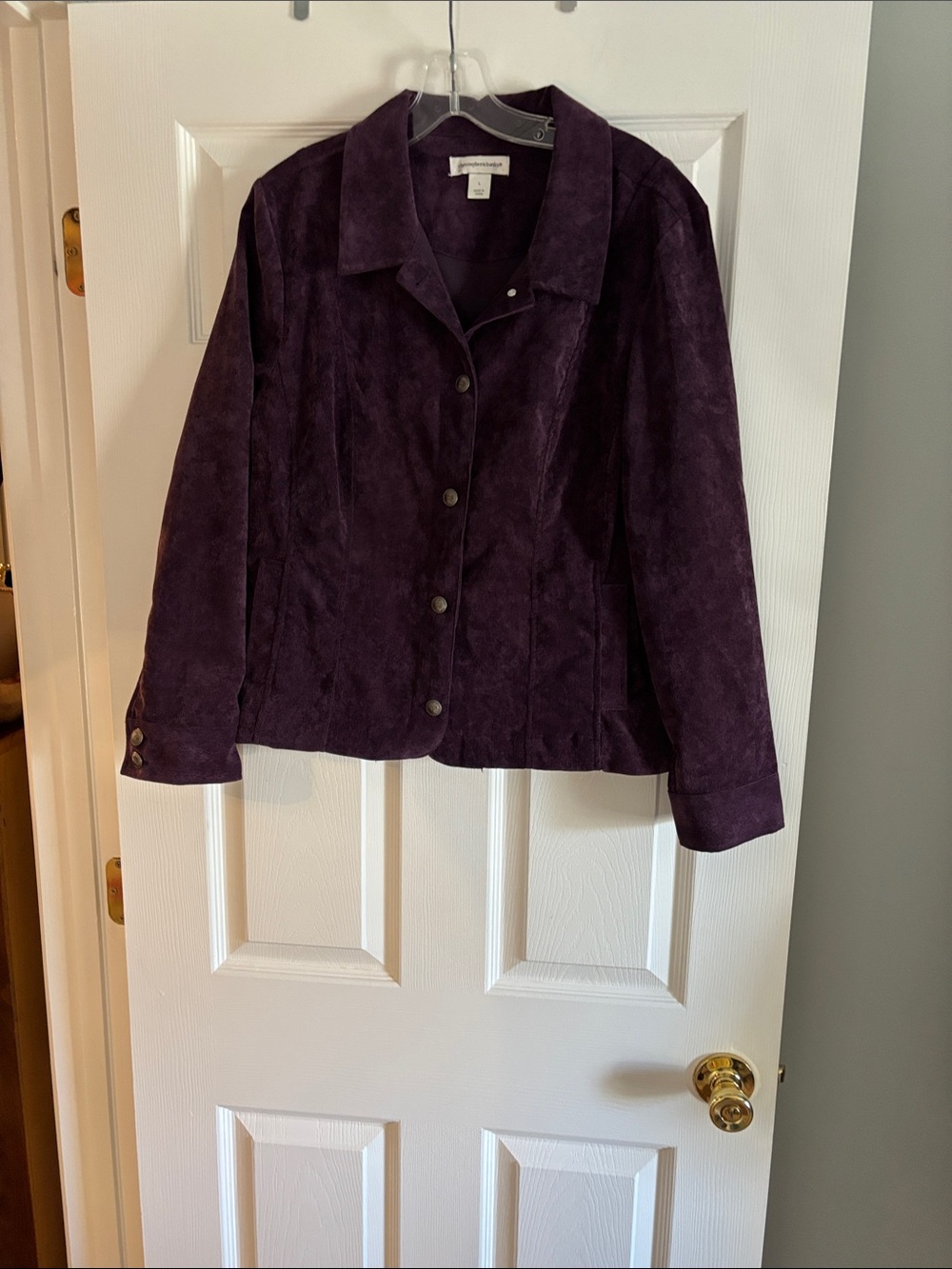 Corduroy Button-Front Jacket in Deep Plum